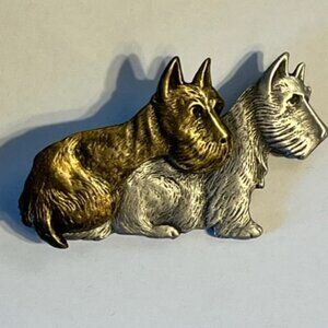 Vintage two tone gold silver tone scotty scottie scottish terrier brooch